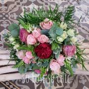 Bouquet de mariée rose et rose anglaise Valenciennes nord Hé fleur et moi fleuriste de Valenciennes